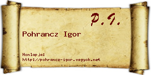 Pohrancz Igor névjegykártya